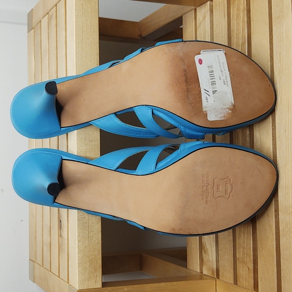 Stuart Weitzman 💙 Turquoise Crostini Danube Kid Leather Sandals, 11M 🆕 - Picture 6 of 12